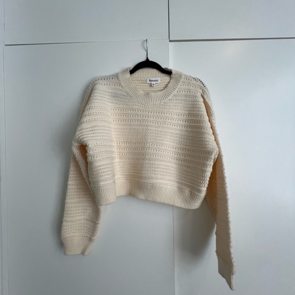 Cream Knit Sweater - Scoop Neck - Picture 5 of 6